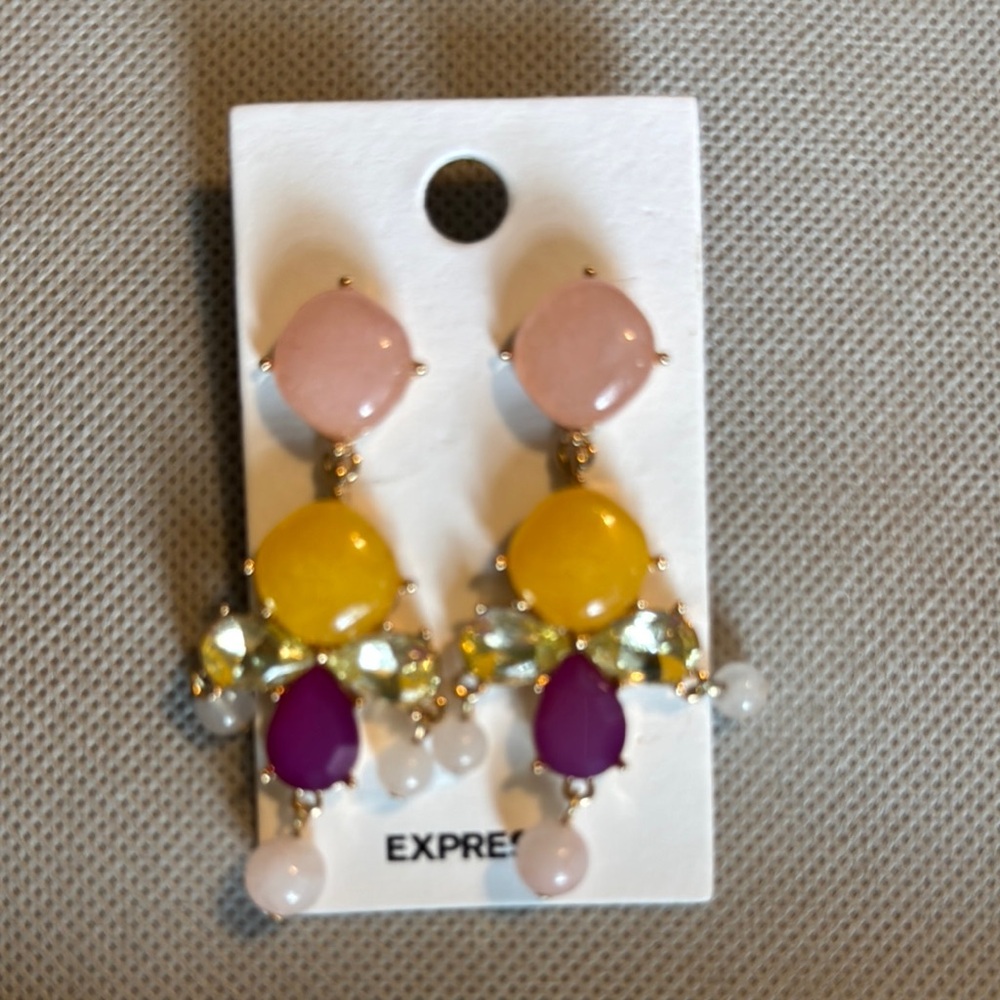 Express Vibrant Pink and Yellow Earrings